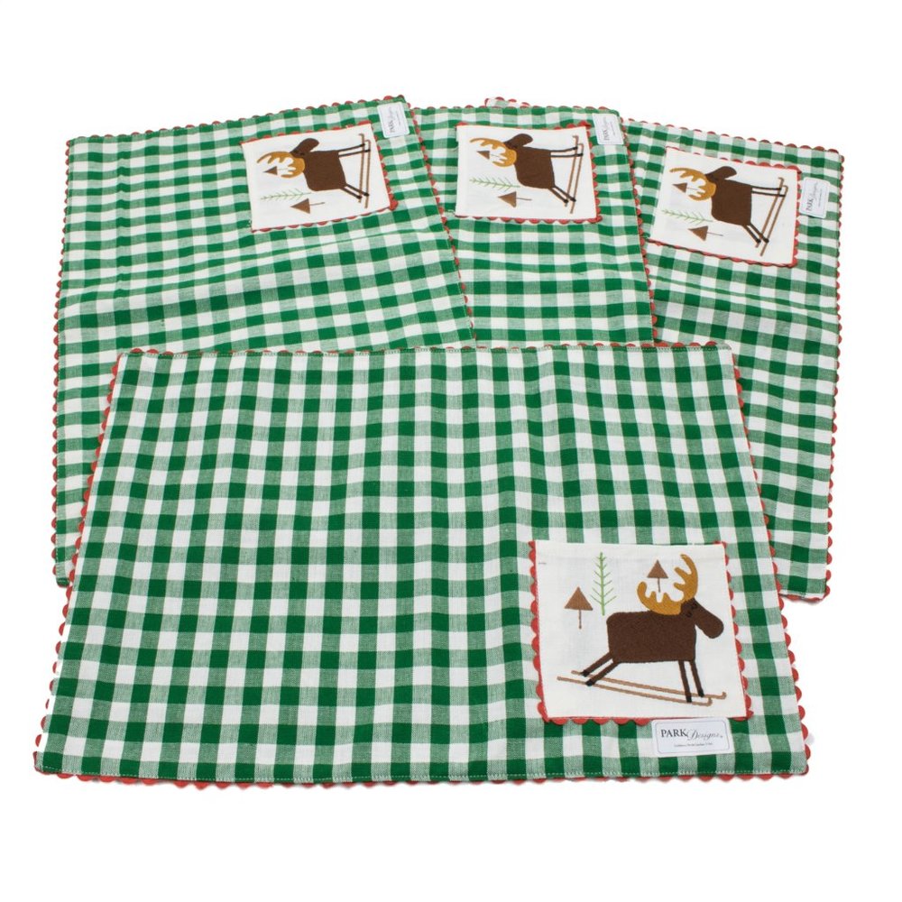 Moose on Skis with Pocket Place Mats Placemats  Set of 4